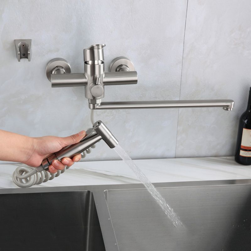 2-Handle 2-Function Water Filler Pull down Kitchen Faucet with Pull out Side Sprayer Clearhalo 'Home Improvement' 'home_improvement' 'home_improvement_kitchen_faucets' 'Kitchen Faucets' 'Kitchen Remodel & Kitchen Fixtures' 'Kitchen Sinks & Faucet Components' 'kitchen_faucets' 1200x1200_b4ac3831-d4c2-47b7-a48e-a7725912df07