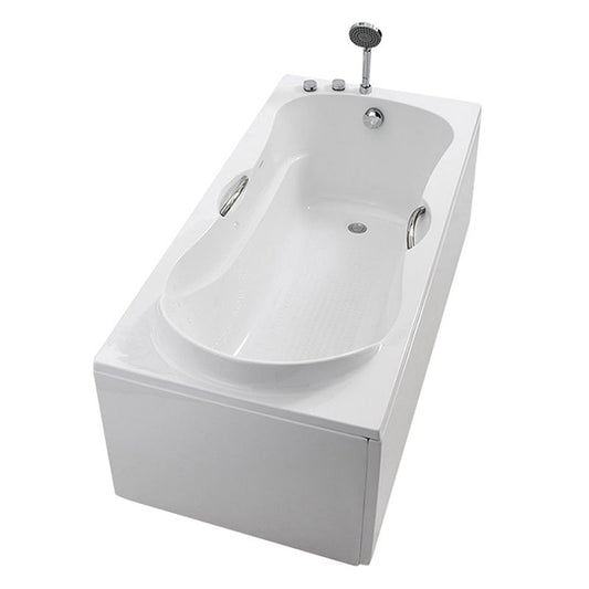 Modern Rectangular White Bathtub Back to Wall with Drain Bath Tub Clearhalo 'Bathroom Remodel & Bathroom Fixtures' 'Bathtubs' 'Home Improvement' 'home_improvement' 'home_improvement_bathtubs' 'Showers & Bathtubs' 1200x1200_b4b1a73d-2d22-4174-b7ab-46c9b1e0afe0