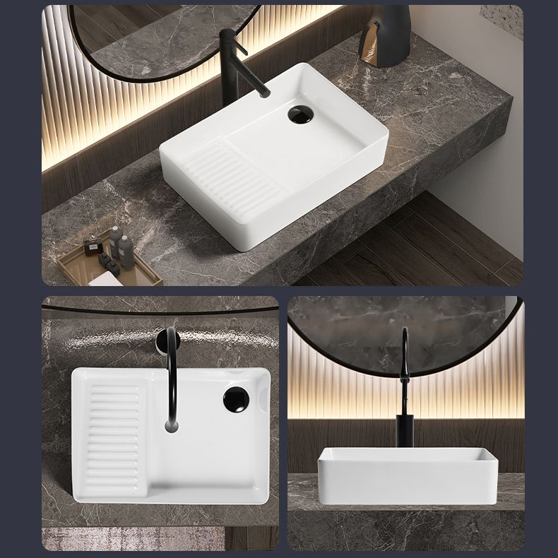Modern Bathroom Sink Pop-Up Drain Porcelain Solid Color Rectangular Vessel Bathroom Sink Clearhalo 'Bathroom Remodel & Bathroom Fixtures' 'Bathroom Sinks & Faucet Components' 'Bathroom Sinks' 'bathroom_sink' 'Home Improvement' 'home_improvement' 'home_improvement_bathroom_sink' 1200x1200_b4b94e8e-d661-44a4-a669-c34693bbb64b