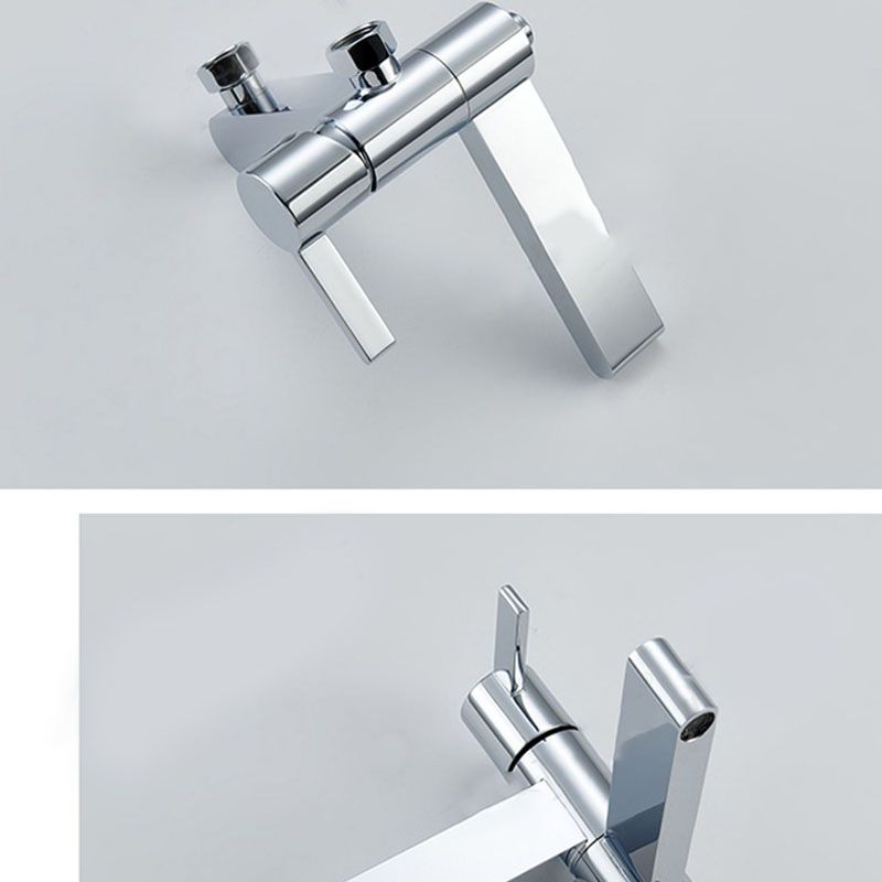 Contemporary Chrome Bath Faucet Trim Swivel Wall Mounted with Hand Shower Clearhalo 'Bathroom Remodel & Bathroom Fixtures' 'Bathtub Faucets' 'bathtub_faucets' 'Home Improvement' 'home_improvement' 'home_improvement_bathtub_faucets' 1200x1200_b4c07498-1990-4967-a26b-7056e5292a2c