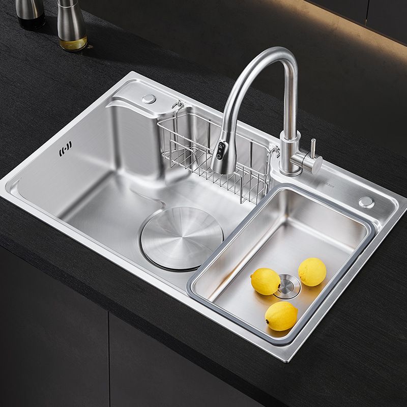 Modern Stainless Steel Sink Overflow Hole Kitchen Sink with Drain Strainer Kit Clearhalo 'Home Improvement' 'home_improvement' 'home_improvement_kitchen_sinks' 'Kitchen Remodel & Kitchen Fixtures' 'Kitchen Sinks & Faucet Components' 'Kitchen Sinks' 'kitchen_sinks' 1200x1200_b4c45c3c-2ec3-43e9-841d-5810b794bbc5