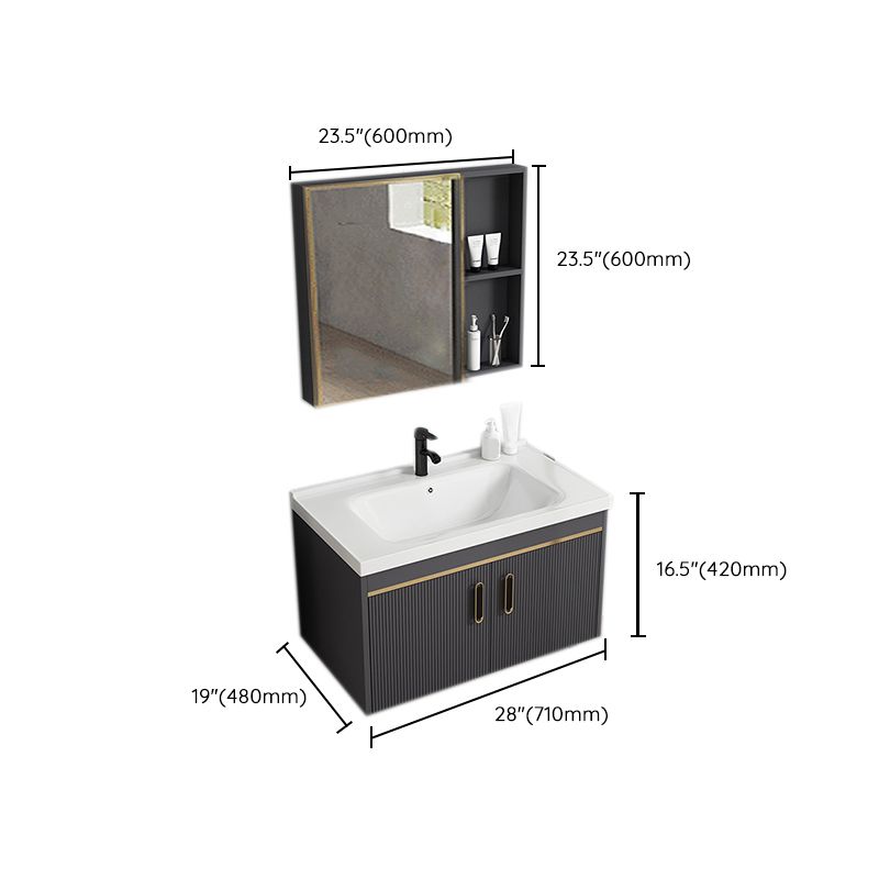 Contemporary Metal Sink Vanity Mirror Cabinet Wall-Mounted Vanity Cabinet Clearhalo 'Bathroom Remodel & Bathroom Fixtures' 'Bathroom Vanities' 'bathroom_vanities' 'Home Improvement' 'home_improvement' 'home_improvement_bathroom_vanities' 1200x1200_b4d42677-698a-4107-81ea-162e15c81082
