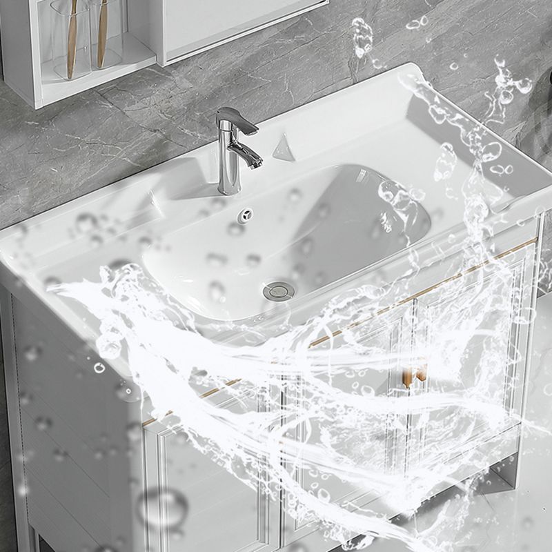 Metal Frame Vanity White 2 Doors Rectangular Single Sink Freestanding Bathroom Vanity Clearhalo 'Bathroom Remodel & Bathroom Fixtures' 'Bathroom Vanities' 'bathroom_vanities' 'Home Improvement' 'home_improvement' 'home_improvement_bathroom_vanities' 1200x1200_b4d5f048-2be0-4017-bcfd-94496506505f