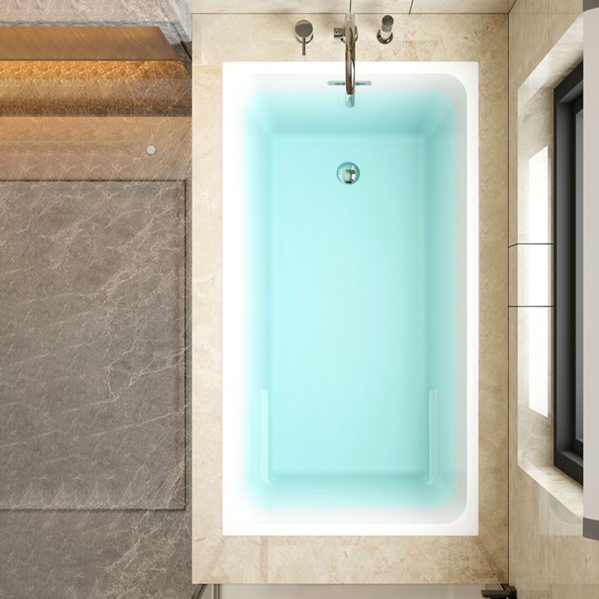 Rectangular Drop-in Acrylic Bathtub White Modern Back to Wall Bathtub Clearhalo 'Bathroom Remodel & Bathroom Fixtures' 'Bathtubs' 'Home Improvement' 'home_improvement' 'home_improvement_bathtubs' 'Showers & Bathtubs' 1200x1200_b4e15c39-33fc-42f8-9b46-053b08f82bb6