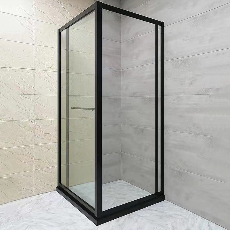 Square Black Shower Shower Enclosure Single Sliding Shower Enclosure Clearhalo 'Bathroom Remodel & Bathroom Fixtures' 'Home Improvement' 'home_improvement' 'home_improvement_shower_stalls_enclosures' 'Shower Stalls & Enclosures' 'shower_stalls_enclosures' 'Showers & Bathtubs' 1200x1200_b511fe4a-6259-47f9-9a6d-9f063a22262d