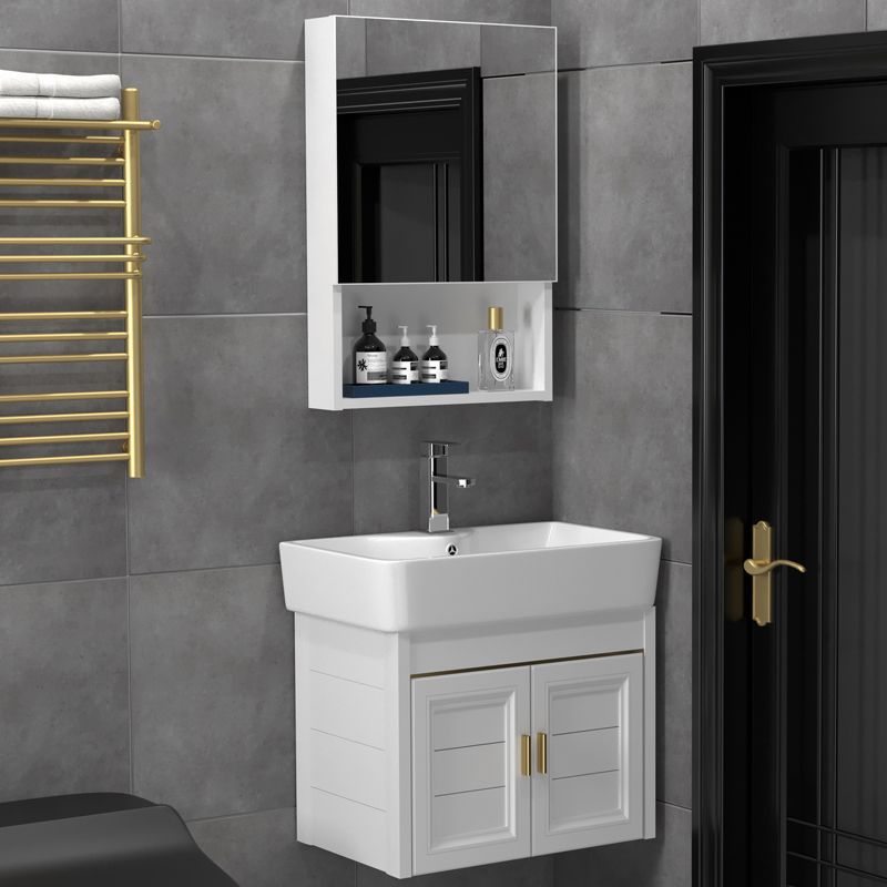 Glam Metal Base Vanity Set Single-Sink Rectangular Wall Mount Vanity Set Clearhalo 'Bathroom Remodel & Bathroom Fixtures' 'Bathroom Vanities' 'bathroom_vanities' 'Home Improvement' 'home_improvement' 'home_improvement_bathroom_vanities' 1200x1200_b5144ef3-6268-4687-b232-d0c497d298f4