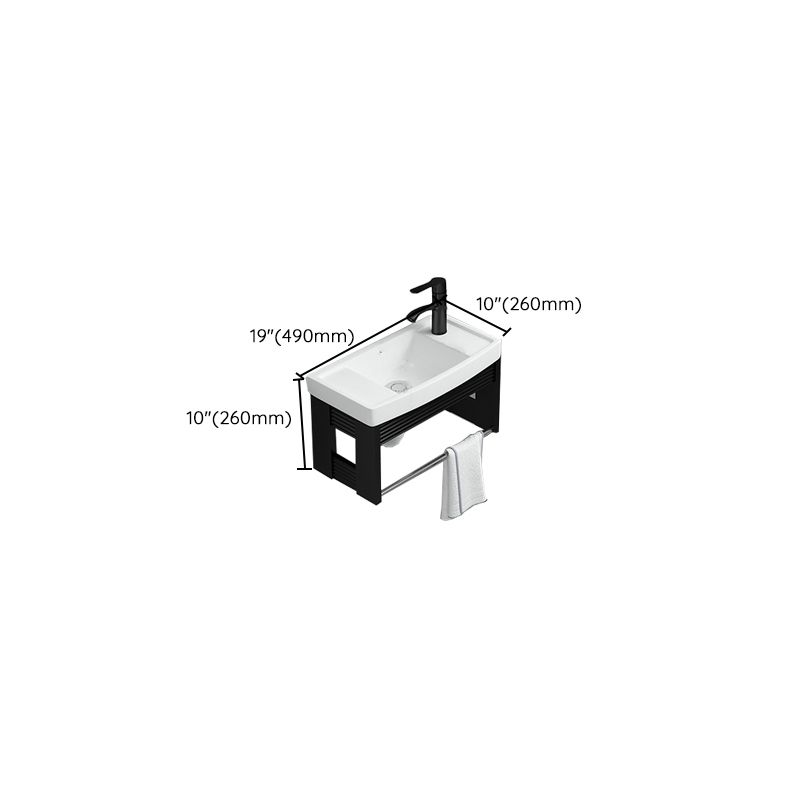 Black Bath Vanity Rectangular Single Sink Wall Mounted Metal Frame Bathroom Vanity Clearhalo 'Bathroom Remodel & Bathroom Fixtures' 'Bathroom Vanities' 'bathroom_vanities' 'Home Improvement' 'home_improvement' 'home_improvement_bathroom_vanities' 1200x1200_b5183502-28ec-4f5a-813b-d2f4f143ebc7