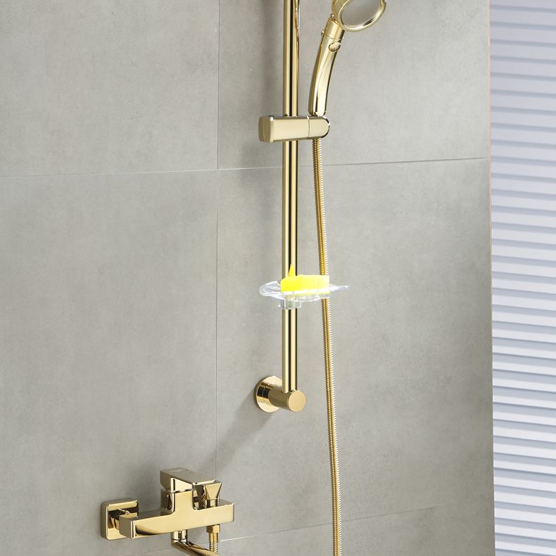 Wall Mounted Gold Bathtub Faucet Swivel Spout Lever Handle with Hand Shower Clearhalo 'Bathroom Remodel & Bathroom Fixtures' 'Bathtub Faucets' 'bathtub_faucets' 'Home Improvement' 'home_improvement' 'home_improvement_bathtub_faucets' 1200x1200_b5290fd8-52d1-400d-a9b8-65a3635b1532