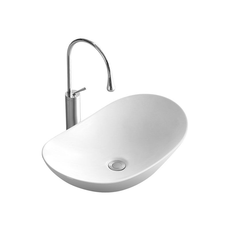 Modern White Vessel Sink Porcelain Vessel Bathroom Sink with Faucet Clearhalo 'Bathroom Remodel & Bathroom Fixtures' 'Bathroom Sinks & Faucet Components' 'Bathroom Sinks' 'bathroom_sink' 'Home Improvement' 'home_improvement' 'home_improvement_bathroom_sink' 1200x1200_b54b083e-ef56-4629-b8d6-f503a23574fb
