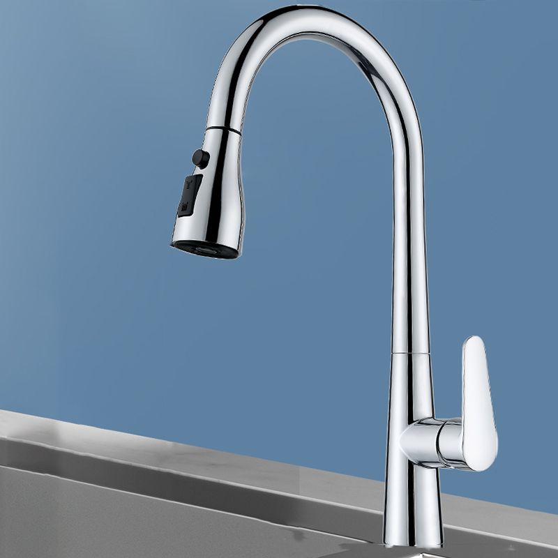 Swivel Spout Kitchen Faucet Gooseneck No Sensor with Pull Out Sprayer Clearhalo 'Home Improvement' 'home_improvement' 'home_improvement_kitchen_faucets' 'Kitchen Faucets' 'Kitchen Remodel & Kitchen Fixtures' 'Kitchen Sinks & Faucet Components' 'kitchen_faucets' 1200x1200_b569f7ab-afc6-4e94-b5d5-ffae864eb3ca