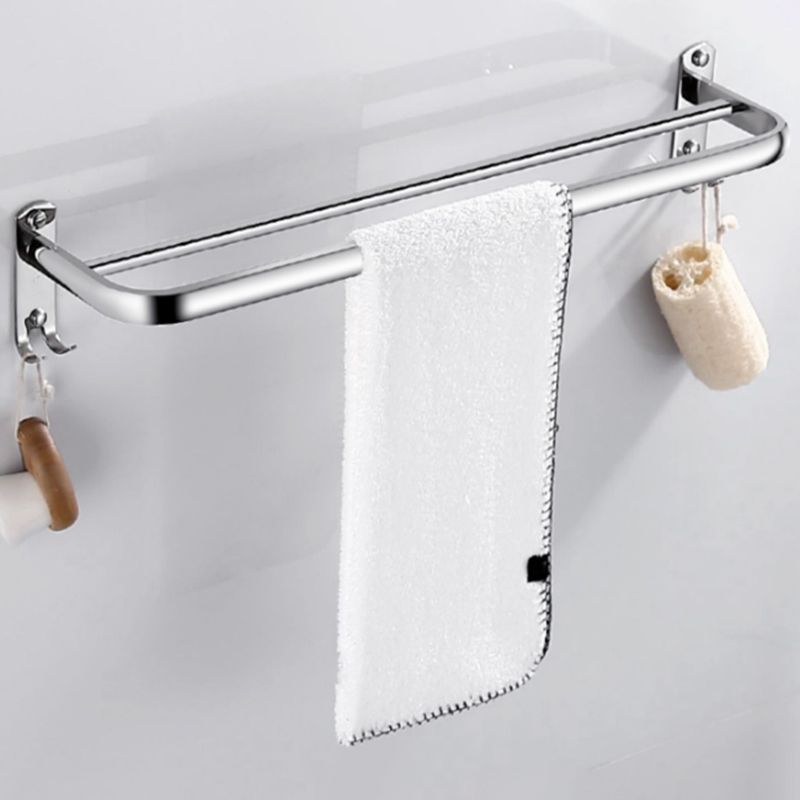 Contemporary Bathroom Accessories Hardware Set in Silver with Towel Bar Clearhalo 'Bathroom Hardware Sets' 'Bathroom Hardware' 'Bathroom Remodel & Bathroom Fixtures' 'bathroom_hardware_sets' 'Home Improvement' 'home_improvement' 'home_improvement_bathroom_hardware_sets' 1200x1200_b5994556-1a94-4e40-bb16-d5659f9f94ca