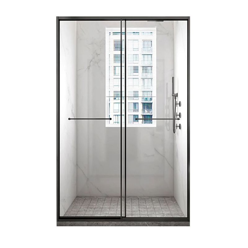 Tempered Shower Bath Door Transparent Metal Framed Sliding Shower Door Clearhalo 'Bathroom Remodel & Bathroom Fixtures' 'Home Improvement' 'home_improvement' 'home_improvement_shower_tub_doors' 'Shower and Tub Doors' 'shower_tub_doors' 'Showers & Bathtubs' 1200x1200_b59966f2-1fe2-4859-ba0a-f4b1e9deae5f
