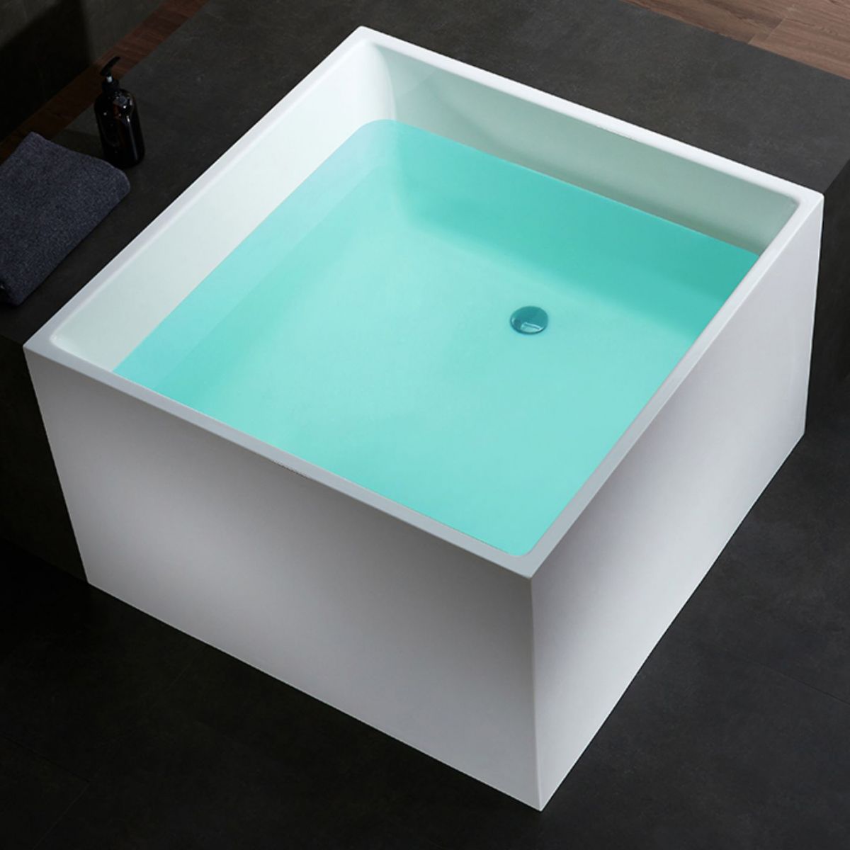 Modern Square Bath Stand Alone Acrylic Soaking White Bathtub - Clearhalo