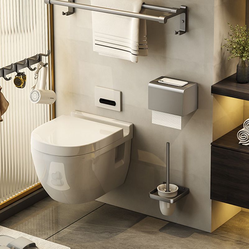 Contemporary Bathroom Accessory Kit Gray Aluminum Bath Shelf/Towel Bar/Robe Hooks Clearhalo 'Bathroom Hardware Sets' 'Bathroom Hardware' 'Bathroom Remodel & Bathroom Fixtures' 'bathroom_hardware_sets' 'Home Improvement' 'home_improvement' 'home_improvement_bathroom_hardware_sets' 1200x1200_b5c68dcb-3303-48c5-9fc8-899efe480df8
