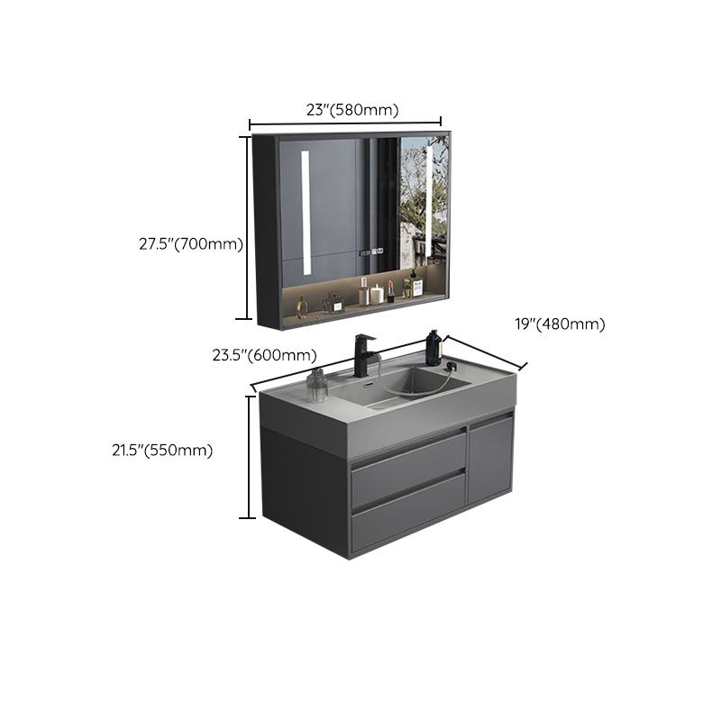 Modern Bathroom Vanity Set Freestanding with Drawers and Backsplash Included Clearhalo 'Bathroom Remodel & Bathroom Fixtures' 'Bathroom Vanities' 'bathroom_vanities' 'Home Improvement' 'home_improvement' 'home_improvement_bathroom_vanities' 1200x1200_b5caf68d-a2eb-4be1-9819-2ae95ef6eccc