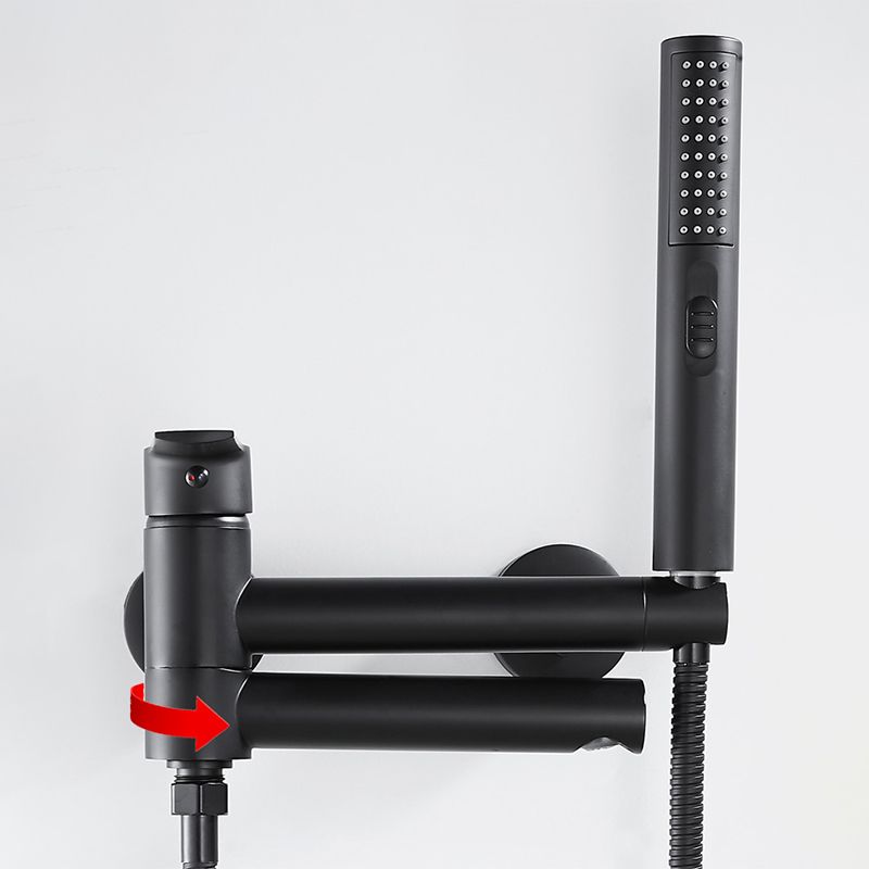 Wall Mounted Metal Tub Filler Single Handle Swivel Tub Faucet Trim Clearhalo 'Bathroom Remodel & Bathroom Fixtures' 'Bathtub Faucets' 'bathtub_faucets' 'Home Improvement' 'home_improvement' 'home_improvement_bathtub_faucets' 1200x1200_b5e434f9-8152-43ec-b543-af093c939c0d