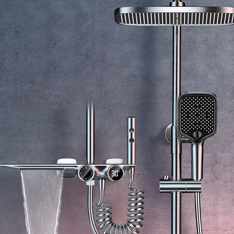 Grey Shower Set Intelligent Digital Display Thermostatic Full Copper Shower Head Clearhalo 'Bathroom Remodel & Bathroom Fixtures' 'Home Improvement' 'home_improvement' 'home_improvement_shower_faucets' 'Shower Faucets & Systems' 'shower_faucets' 'Showers & Bathtubs Plumbing' 'Showers & Bathtubs' 1200x1200_b5ed0f53-8744-48b5-8b00-ff73b6d4a649