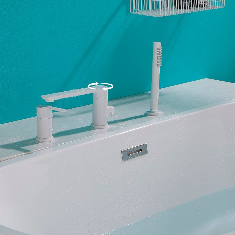 Modern Swivel Bath Faucet Solid Color Deck-Mount Bathroom Faucet Clearhalo 'Bathroom Remodel & Bathroom Fixtures' 'Bathtub Faucets' 'bathtub_faucets' 'Home Improvement' 'home_improvement' 'home_improvement_bathtub_faucets' 1200x1200_b5f004f7-1487-49aa-bea4-c46ed97fa3fe