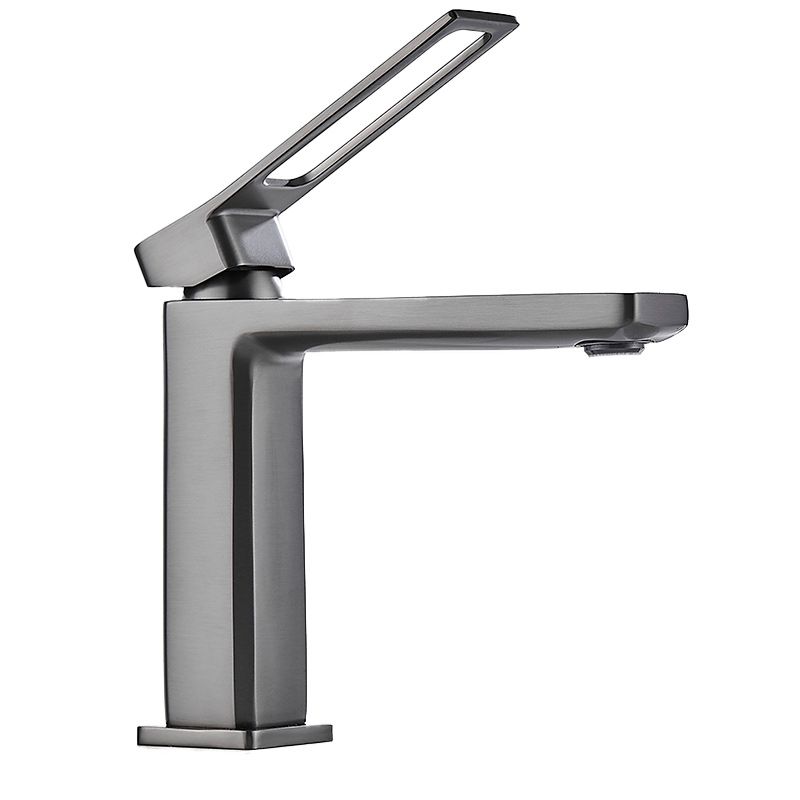 Modern Knob Handle Square Faucet Brass Deck Mounted Bathroom Sink Faucet Clearhalo 'Bathroom Remodel & Bathroom Fixtures' 'Bathroom Sink Faucets' 'Bathroom Sinks & Faucet Components' 'bathroom_sink_faucets' 'Home Improvement' 'home_improvement' 'home_improvement_bathroom_sink_faucets' 1200x1200_b5f4025a-1f51-4eaf-8020-558a61e6fd44