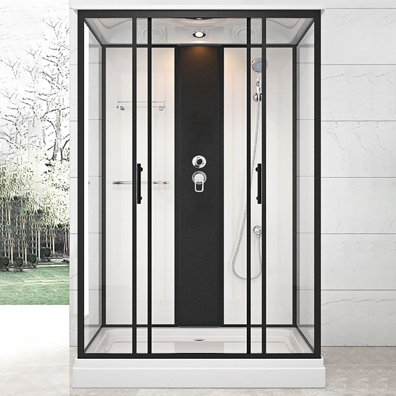Shower Stall Black Framed Double Sliding Rectangle Shower Stall Clearhalo 'Bathroom Remodel & Bathroom Fixtures' 'Home Improvement' 'home_improvement' 'home_improvement_shower_stalls_enclosures' 'Shower Stalls & Enclosures' 'shower_stalls_enclosures' 'Showers & Bathtubs' 1200x1200_b6119a61-b082-4d05-ad0f-d728d979373b