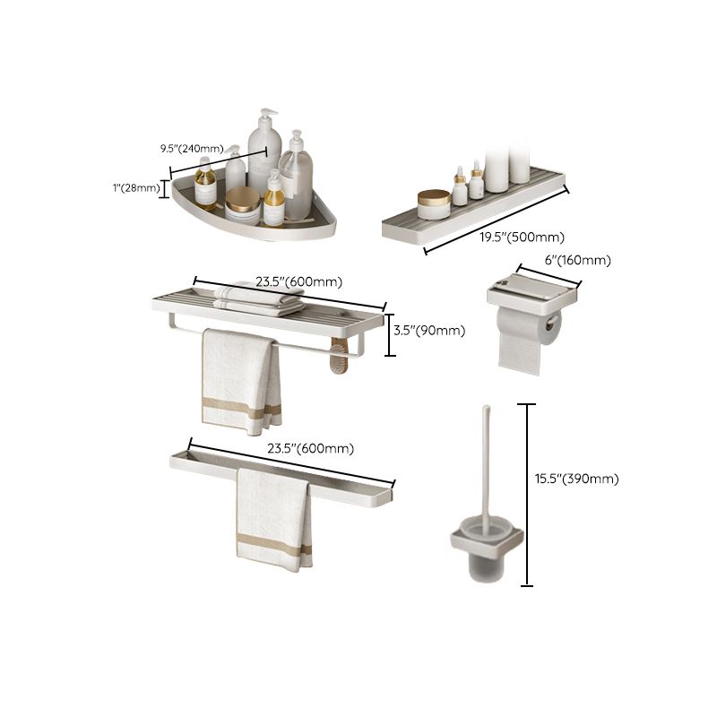 Modern Bath Hardware Set Paper Holder Bath Shelf Bathroom Accessory Kit Clearhalo 'Bathroom Hardware Sets' 'Bathroom Hardware' 'Bathroom Remodel & Bathroom Fixtures' 'bathroom_hardware_sets' 'Home Improvement' 'home_improvement' 'home_improvement_bathroom_hardware_sets' 1200x1200_b6392535-9320-4efc-a322-e90f1ff0ecfc