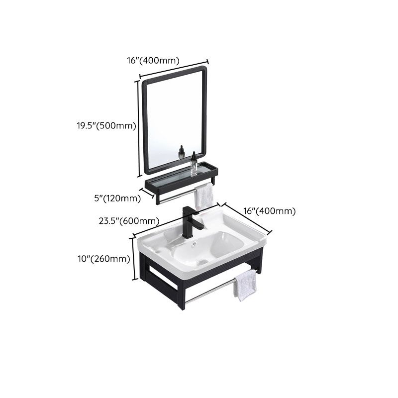 Wall Mount Metal Modern Sink Vanity with Sink for Bathroom in Black Clearhalo 'Bathroom Remodel & Bathroom Fixtures' 'Bathroom Vanities' 'bathroom_vanities' 'Home Improvement' 'home_improvement' 'home_improvement_bathroom_vanities' 1200x1200_b63e11db-816a-42ab-ba63-17241abe59a5