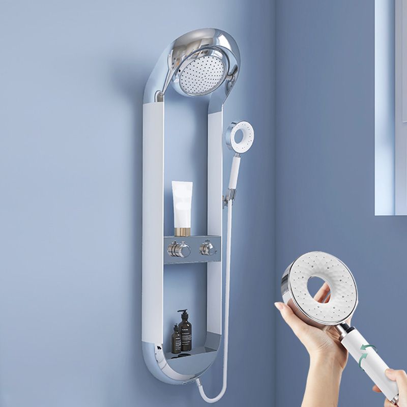 Modern Shower Set Dual Shower Head Slide Bar Thermostatic Wall Mounted Shower System Clearhalo 'Bathroom Remodel & Bathroom Fixtures' 'Home Improvement' 'home_improvement' 'home_improvement_shower_faucets' 'Shower Faucets & Systems' 'shower_faucets' 'Showers & Bathtubs Plumbing' 'Showers & Bathtubs' 1200x1200_b6445038-a615-45c5-a262-448c48b2ad28