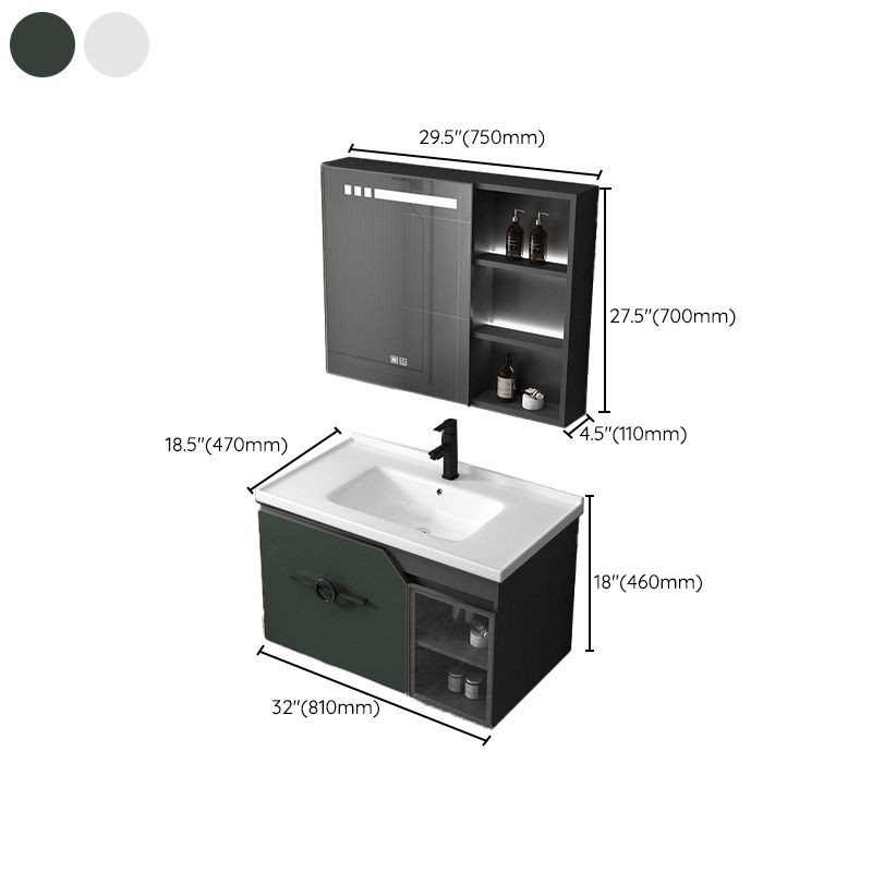 Metal Frame Bath Vanity Mirror Rectangle Wall Mount Single Sink Bathroom Vanity Set Clearhalo 'Bathroom Remodel & Bathroom Fixtures' 'Bathroom Vanities' 'bathroom_vanities' 'Home Improvement' 'home_improvement' 'home_improvement_bathroom_vanities' 1200x1200_b6562718-4c8c-45b1-894b-c4d22e91c460