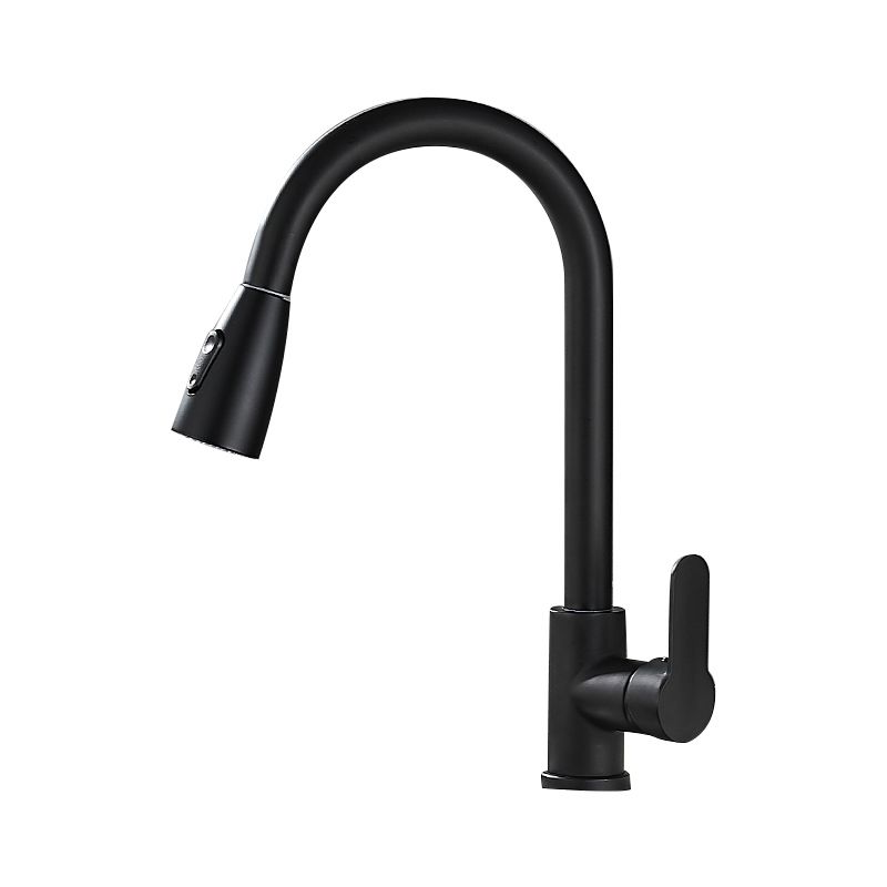 Modern Pull Down Single Handle Kitchen Faucet 1-Hold Profile Faucet Clearhalo 'Home Improvement' 'home_improvement' 'home_improvement_kitchen_faucets' 'Kitchen Faucets' 'Kitchen Remodel & Kitchen Fixtures' 'Kitchen Sinks & Faucet Components' 'kitchen_faucets' 1200x1200_b672f748-2746-4f6d-94bf-f4e0f6f557c0