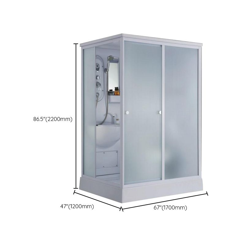 Contemporary Shower Enclosure Frosted Rectangle Shower Enclosure in White Clearhalo 'Bathroom Remodel & Bathroom Fixtures' 'Home Improvement' 'home_improvement' 'home_improvement_shower_stalls_enclosures' 'Shower Stalls & Enclosures' 'shower_stalls_enclosures' 'Showers & Bathtubs' 1200x1200_b67c488f-13c9-402d-adba-c08bc6b45e3b
