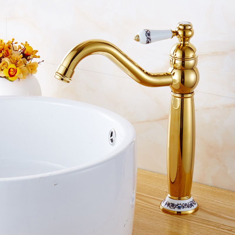 Glam Vessel Faucet Swivel Spout Lever Handle Bathroom Vessel Faucet Clearhalo 'Bathroom Remodel & Bathroom Fixtures' 'Bathroom Sink Faucets' 'Bathroom Sinks & Faucet Components' 'bathroom_sink_faucets' 'Home Improvement' 'home_improvement' 'home_improvement_bathroom_sink_faucets' 1200x1200_b68b565e-5cf0-4561-8638-ba137c92d3d1