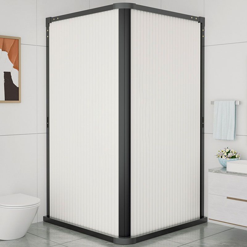 Square Corner Aluminum Frame Shower Enclosure with Double Door Handles Clearhalo 'Bathroom Remodel & Bathroom Fixtures' 'Home Improvement' 'home_improvement' 'home_improvement_shower_stalls_enclosures' 'Shower Stalls & Enclosures' 'shower_stalls_enclosures' 'Showers & Bathtubs' 1200x1200_b690ae4d-e9fd-4981-9b3c-74b7cc8587e5