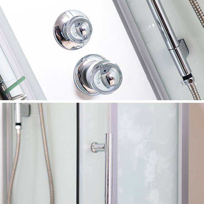 Rounded Shower Stall Double Sliding Shower Stall with Rain Shower Clearhalo 'Bathroom Remodel & Bathroom Fixtures' 'Home Improvement' 'home_improvement' 'home_improvement_shower_stalls_enclosures' 'Shower Stalls & Enclosures' 'shower_stalls_enclosures' 'Showers & Bathtubs' 1200x1200_b6aca380-721d-4acc-8b8c-1e5c83f88117