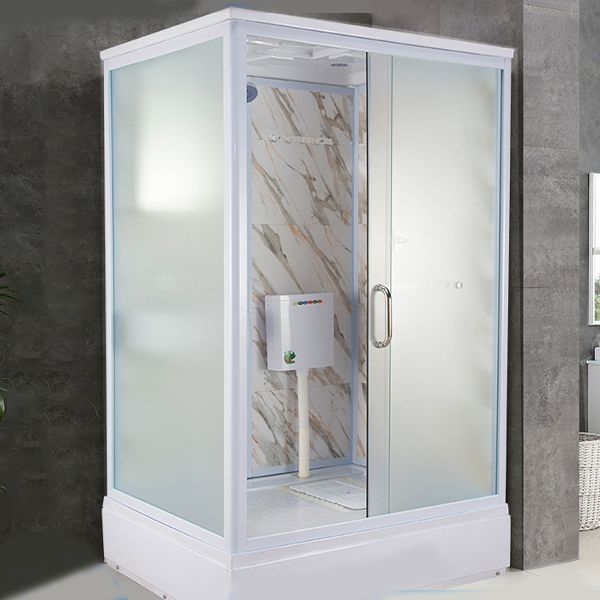 Tempered Glass Single Sliding Shower Enclosure White One Piece Frame Shower Enclosure Clearhalo 'Bathroom Remodel & Bathroom Fixtures' 'Home Improvement' 'home_improvement' 'home_improvement_shower_stalls_enclosures' 'Shower Stalls & Enclosures' 'shower_stalls_enclosures' 'Showers & Bathtubs' 1200x1200_b6b93b87-def3-4c74-bf0f-0b930b5c17b3