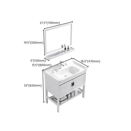 White Vanity Sink Doors Drawer Faucet Storage Shelf Vanity with Mirror Clearhalo 'Bathroom Remodel & Bathroom Fixtures' 'Bathroom Vanities' 'bathroom_vanities' 'Home Improvement' 'home_improvement' 'home_improvement_bathroom_vanities' 1200x1200_b6ce5e84-6437-4faf-ba6c-a668fc30e61a