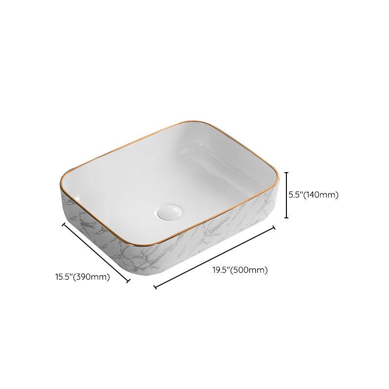 Contemporary Bathroom Sink Pop-Up Drain Porcelain Rectangular Vessel Bathroom Sink Clearhalo 'Bathroom Remodel & Bathroom Fixtures' 'Bathroom Sinks & Faucet Components' 'Bathroom Sinks' 'bathroom_sink' 'Home Improvement' 'home_improvement' 'home_improvement_bathroom_sink' 1200x1200_b70dbd89-1045-43c1-aabd-ed1400f503f0