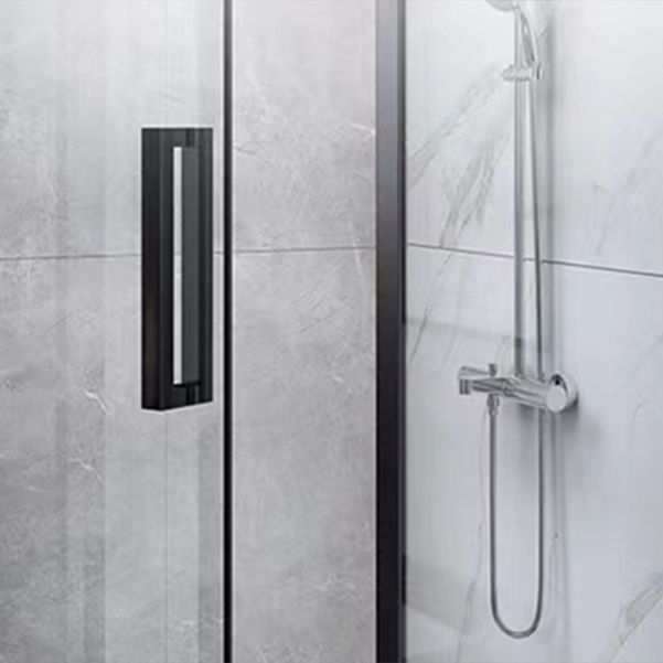 Black Full Frame Shower Screen Diamond Shape Tempered Glass Shower Door Clearhalo 'Bathroom Remodel & Bathroom Fixtures' 'Home Improvement' 'home_improvement' 'home_improvement_shower_tub_doors' 'Shower and Tub Doors' 'shower_tub_doors' 'Showers & Bathtubs' 1200x1200_b710f2d5-c263-4140-9ded-d64568d857f4