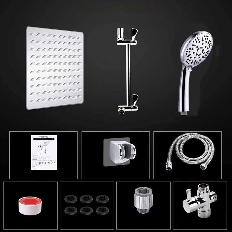 Modern Style Dual Shower Head 9-Spray Silver Wall-Mount Showerhead Clearhalo 'Bathroom Remodel & Bathroom Fixtures' 'Home Improvement' 'home_improvement' 'home_improvement_shower_heads' 'Shower Heads' 'shower_heads' 'Showers & Bathtubs Plumbing' 'Showers & Bathtubs' 1200x1200_b71a3c8a-8bfb-4627-b930-8d71879e6d75