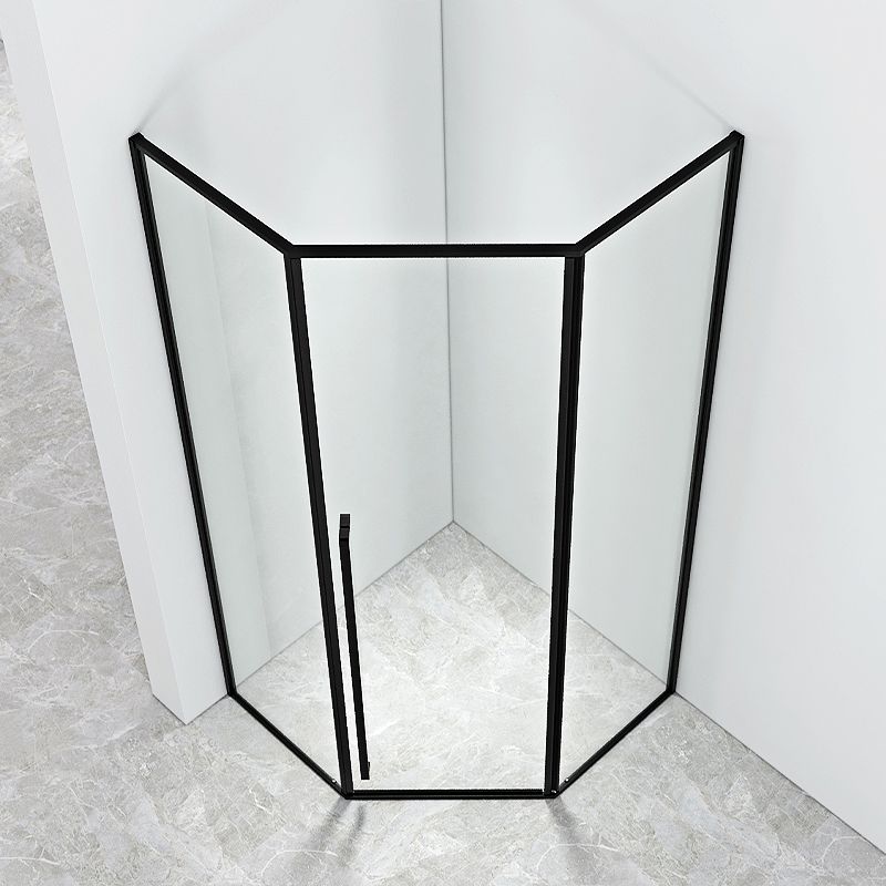 Black Neo-Angle Shower Enclosure Clear Tempered Glass Shower Enclosure Clearhalo 'Bathroom Remodel & Bathroom Fixtures' 'Home Improvement' 'home_improvement' 'home_improvement_shower_stalls_enclosures' 'Shower Stalls & Enclosures' 'shower_stalls_enclosures' 'Showers & Bathtubs' 1200x1200_b71ee57f-d3d2-431d-b7a5-5495a869ef41