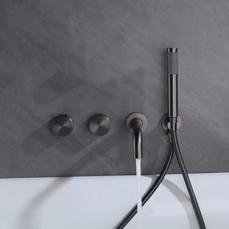 Modern Wall Mounted Faucet Solid Color Bathroom Faucet with Double Handle Clearhalo 'Bathroom Remodel & Bathroom Fixtures' 'Bathtub Faucets' 'bathtub_faucets' 'Home Improvement' 'home_improvement' 'home_improvement_bathtub_faucets' 1200x1200_b743c352-0561-413d-b143-870f175b180e