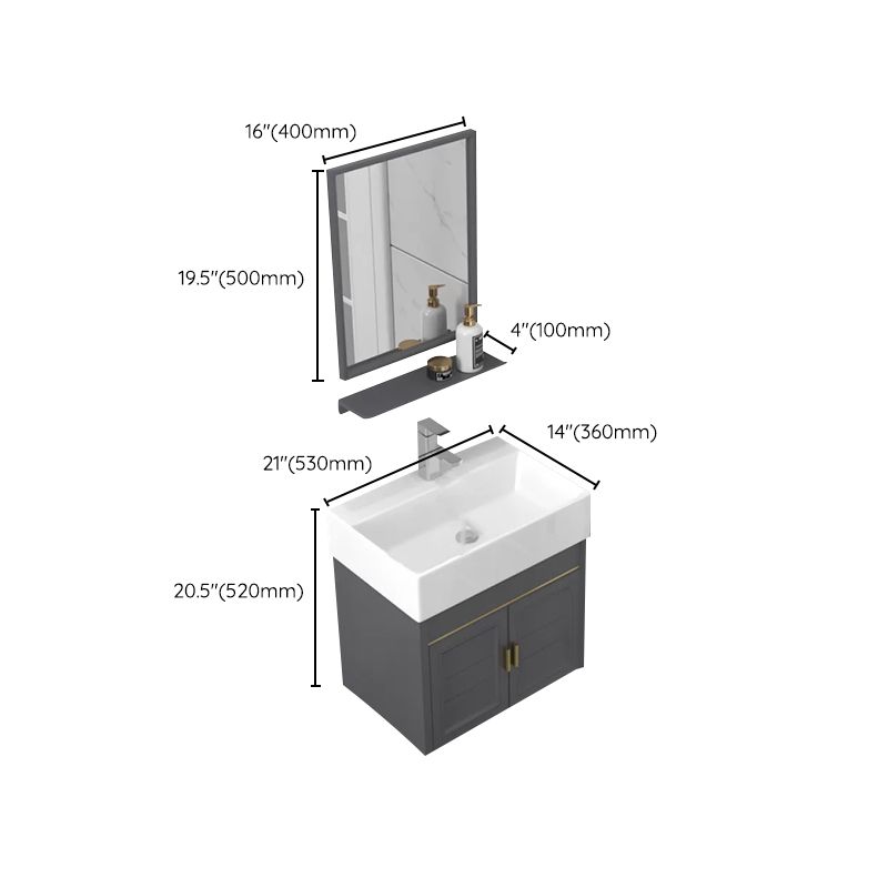 Glam Metal Base Vanity Wall Mount Bath Vanity Set with Soft Close Door Clearhalo 'Bathroom Remodel & Bathroom Fixtures' 'Bathroom Vanities' 'bathroom_vanities' 'Home Improvement' 'home_improvement' 'home_improvement_bathroom_vanities' 1200x1200_b7460e16-2005-4122-b013-ea3291b524ef