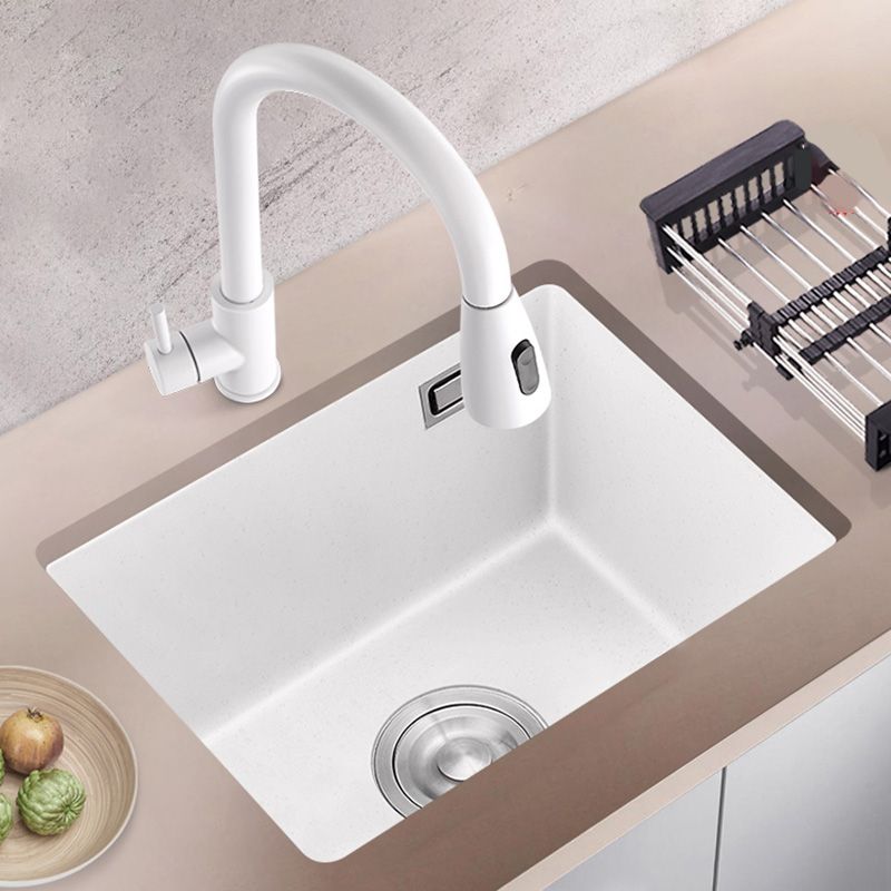 White Rectangle Kitchen Sink with Faucet Single Bowl Quartz Sink Clearhalo 'Home Improvement' 'home_improvement' 'home_improvement_kitchen_sinks' 'Kitchen Remodel & Kitchen Fixtures' 'Kitchen Sinks & Faucet Components' 'Kitchen Sinks' 'kitchen_sinks' 1200x1200_b7502cf2-8e52-4818-b816-56d59b313c2b