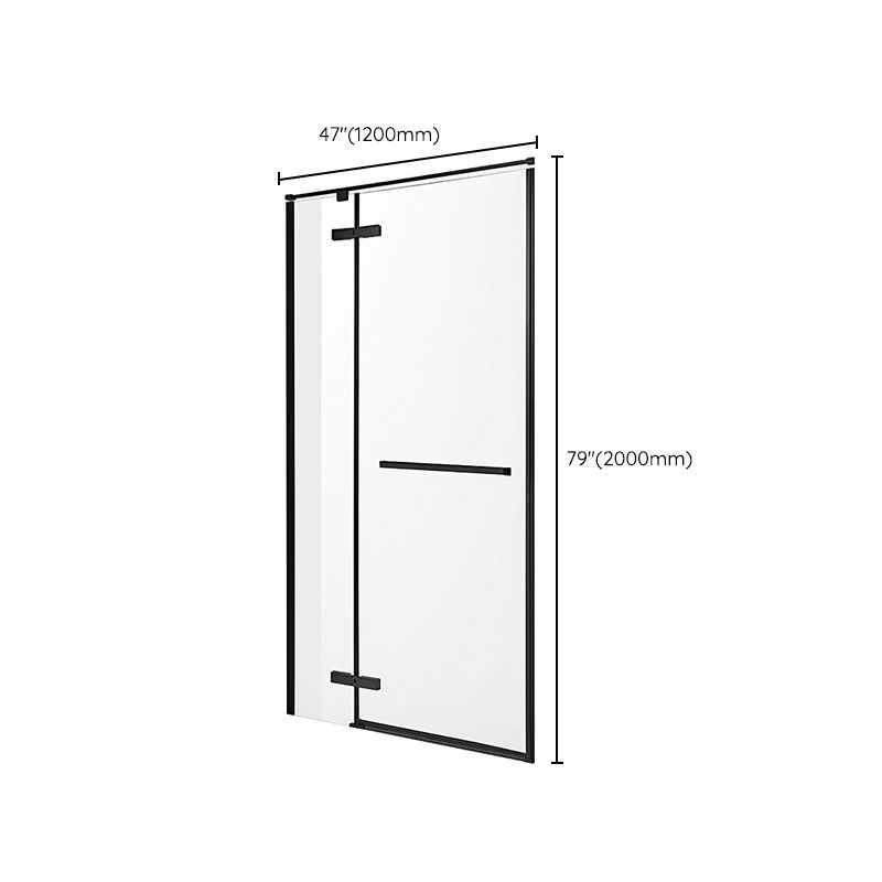 Hinged Stainless Steel Semi Frameless Shower Screen Black Narrow Edge Shower Door Clearhalo 'Bathroom Remodel & Bathroom Fixtures' 'Home Improvement' 'home_improvement' 'home_improvement_shower_tub_doors' 'Shower and Tub Doors' 'shower_tub_doors' 'Showers & Bathtubs' 1200x1200_b75e0677-49f2-43eb-8937-3112ec40f2f7