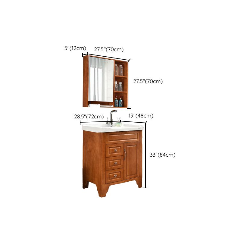 Wood Traditional Sink Vanity Freestanding Bathroom Vanity Set with Mirror Clearhalo 'Bathroom Remodel & Bathroom Fixtures' 'Bathroom Vanities' 'bathroom_vanities' 'Home Improvement' 'home_improvement' 'home_improvement_bathroom_vanities' 1200x1200_b771321c-2610-433a-95af-007b890a24b3