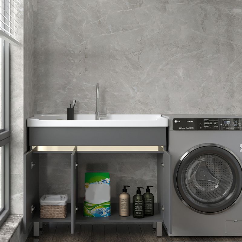 Wall Mount Glam Bath Vanity Gray Ceramic Single-Sink Rectangular Vanity Set Clearhalo 'Bathroom Remodel & Bathroom Fixtures' 'Bathroom Vanities' 'bathroom_vanities' 'Home Improvement' 'home_improvement' 'home_improvement_bathroom_vanities' 1200x1200_b774160d-5d60-4b23-b193-ac45af032ed0