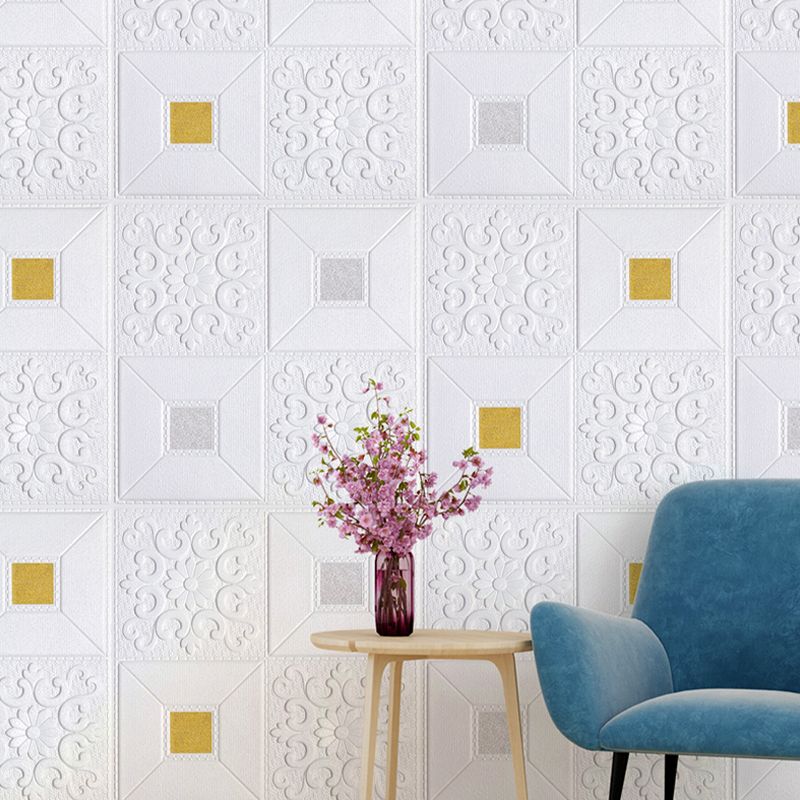 XPE Foam Wall Paneling Square Print Waterproof Wall Paneling for Living Room Clearhalo 'Flooring 'Home Improvement' 'home_improvement' 'home_improvement_wall_paneling' 'Wall Paneling' 'wall_paneling' 'Walls & Ceilings' Walls and Ceiling' 1200x1200_b7c7a252-c42a-4935-a0c9-f8f83d6060c8