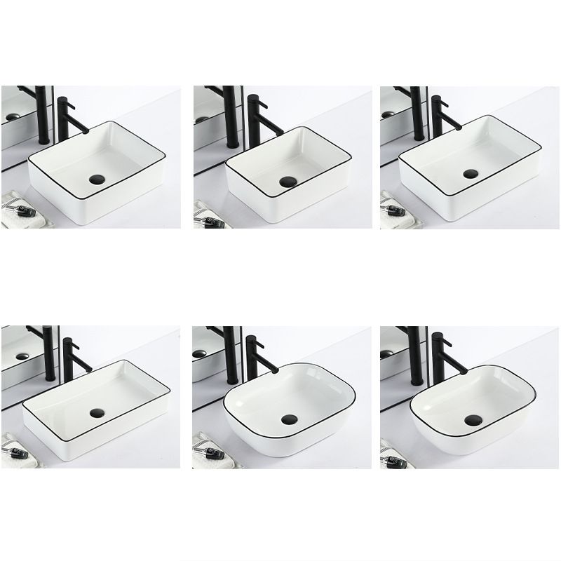 Contemporary Bathroom Sink with Pop-Up Drain Porcelain Rectangular Vessel Clearhalo 'Bathroom Remodel & Bathroom Fixtures' 'Bathroom Sinks & Faucet Components' 'Bathroom Sinks' 'bathroom_sink' 'Home Improvement' 'home_improvement' 'home_improvement_bathroom_sink' 1200x1200_b7c93909-68c0-45c1-af00-25d6bb8d41c6