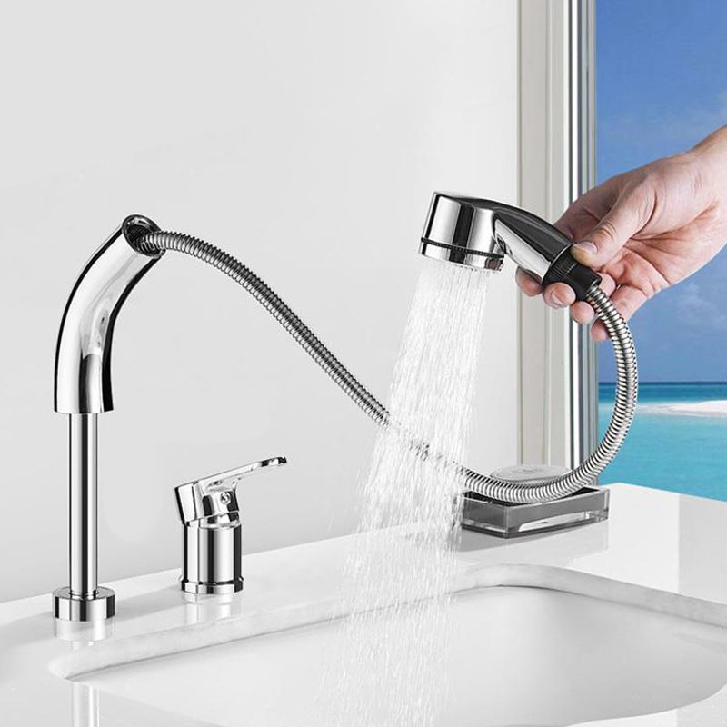 Modern Chrome Sink Faucet Brass Bathroom Low Arc Lifting Faucet Clearhalo 'Bathroom Remodel & Bathroom Fixtures' 'Bathroom Sink Faucets' 'Bathroom Sinks & Faucet Components' 'bathroom_sink_faucets' 'Home Improvement' 'home_improvement' 'home_improvement_bathroom_sink_faucets' 1200x1200_b7ec0963-c665-464b-9237-d54b7b02779f