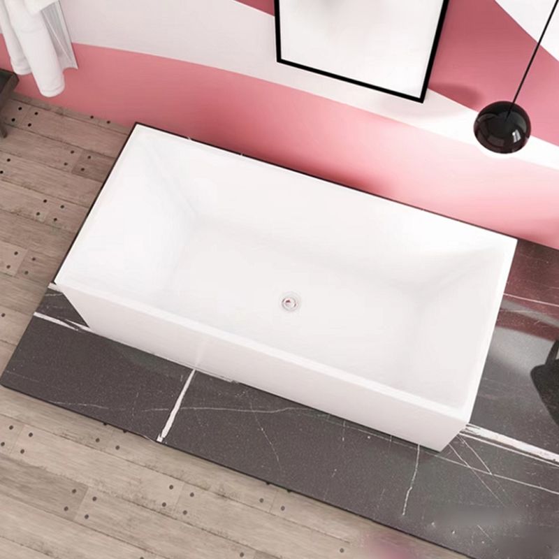 Freestanding Acrylic Bathtub White Rectangular Modern Back to Wall Bath Clearhalo 'Bathroom Remodel & Bathroom Fixtures' 'Bathtubs' 'Home Improvement' 'home_improvement' 'home_improvement_bathtubs' 'Showers & Bathtubs' 1200x1200_b7ed0a7a-5859-4619-a364-ec804a58b748
