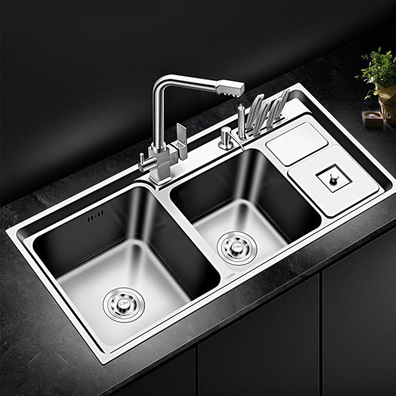Large Triple Bowl Kitchen Sink Stainless Steel Chrome Sink with Accessories Clearhalo 'Home Improvement' 'home_improvement' 'home_improvement_kitchen_sinks' 'Kitchen Remodel & Kitchen Fixtures' 'Kitchen Sinks & Faucet Components' 'Kitchen Sinks' 'kitchen_sinks' 1200x1200_b7f5d251-5f6f-49a8-bc9b-853ef343db7c